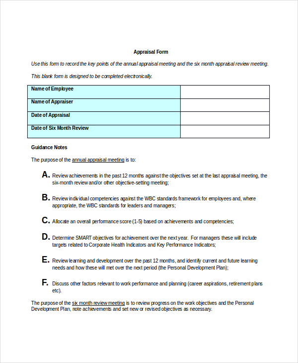 problem solving appraisal form