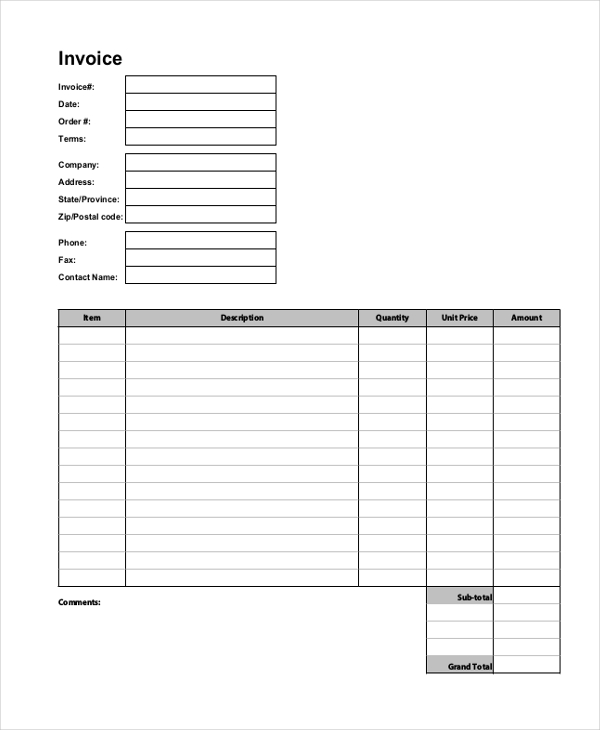 invoice company form Invoice Forms Blank  FREE PDF  in  WORD 8 Sample