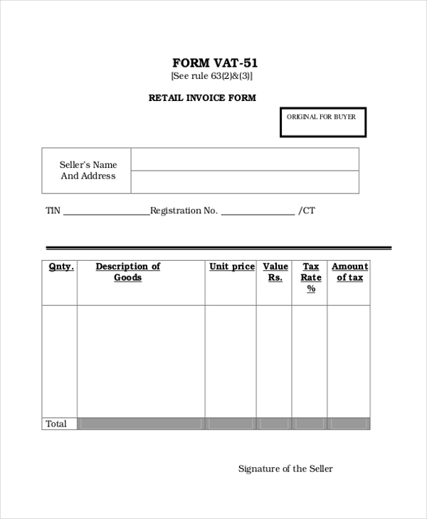 8 invoice form WORD  Blank  in Invoice Sample Forms 8 PDF FREE