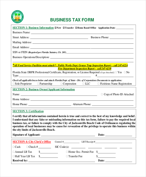 FREE 22+ Sample Tax Forms in PDF Excel MS Word