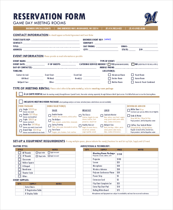 Free 22 Sample Reservation Forms In Pdf Excel Word Newer Post Older Post.