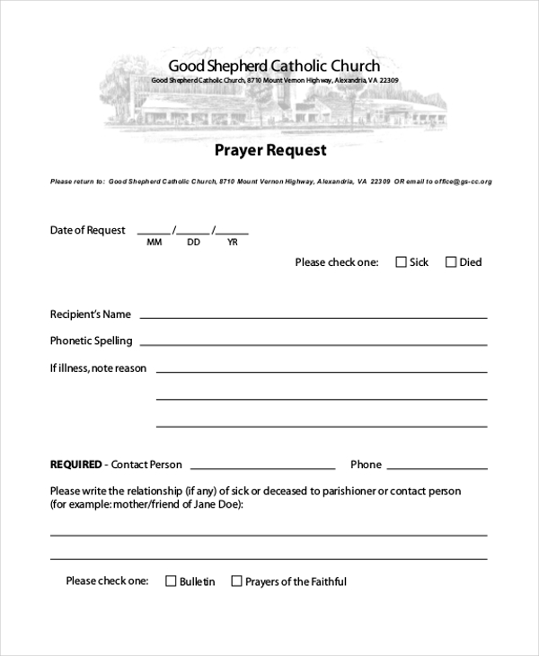 FREE 11 Sample Prayer Request Forms In PDF Word