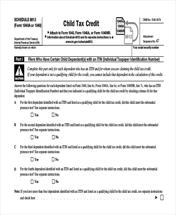 child tax credit form