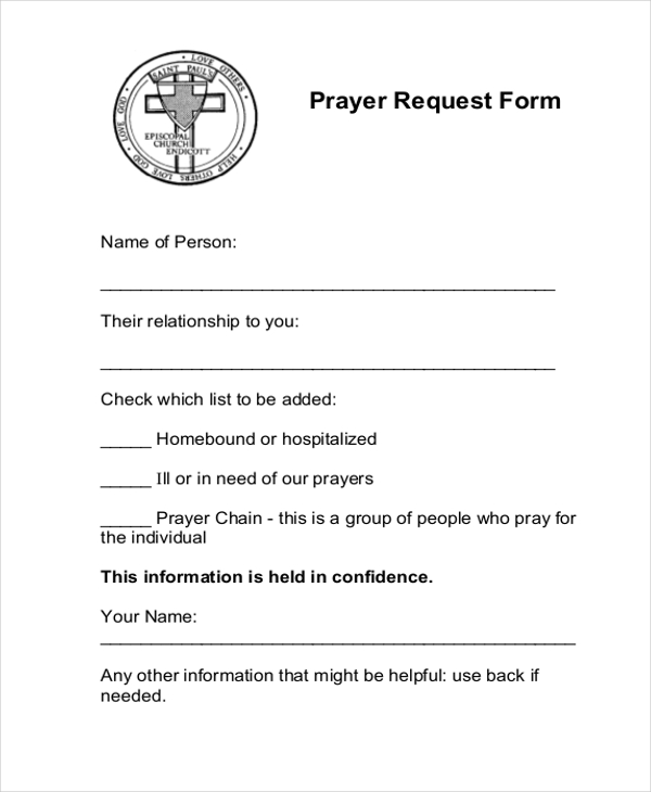 FREE 11+ Sample Prayer Request Forms in PDF Word