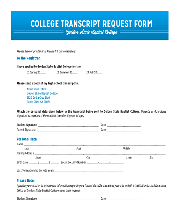 presentation college transcript request