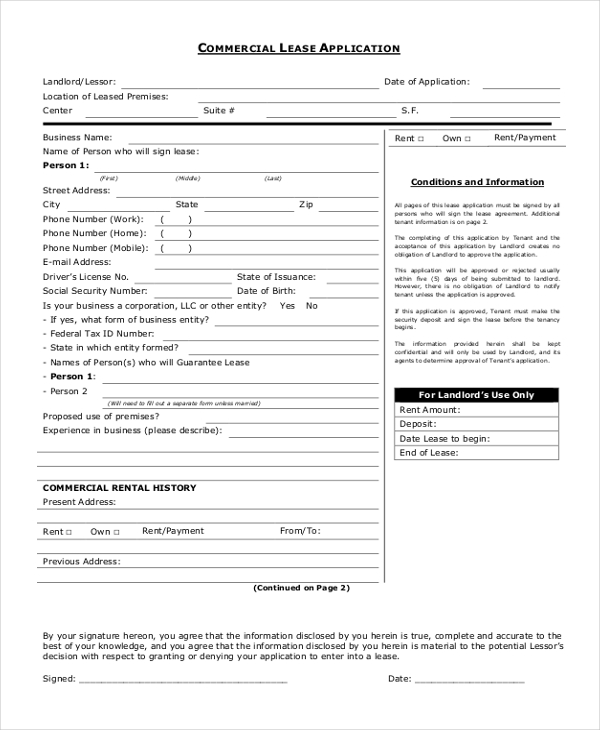commercial lease form