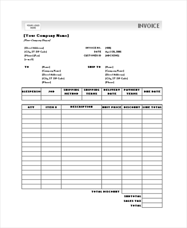 company sales invoice