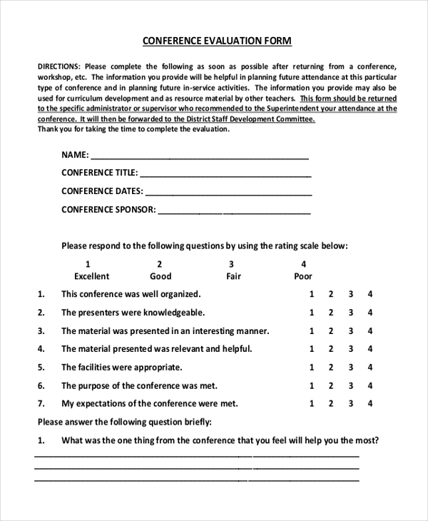 conference evaluation form