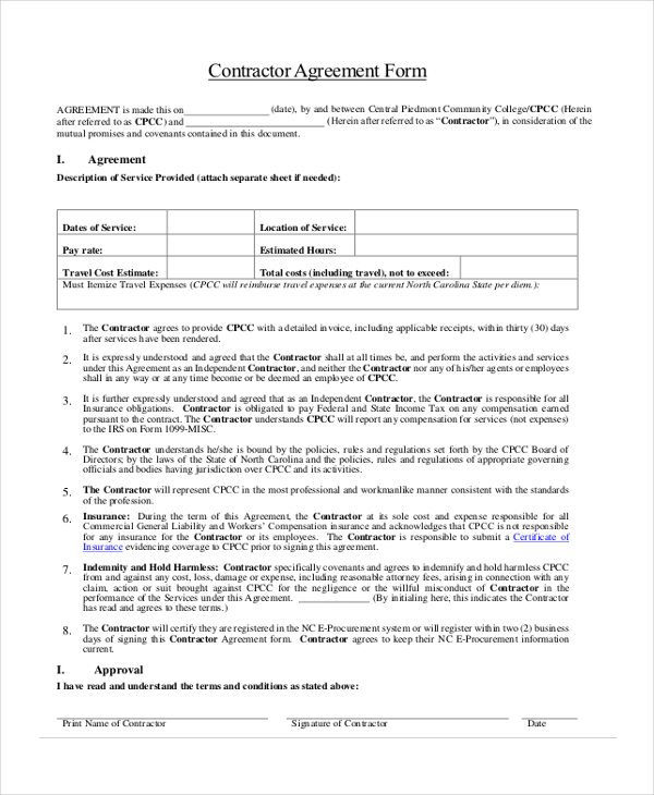FREE 21+ Sample Contractor Forms in PDF | MS Word | Excel