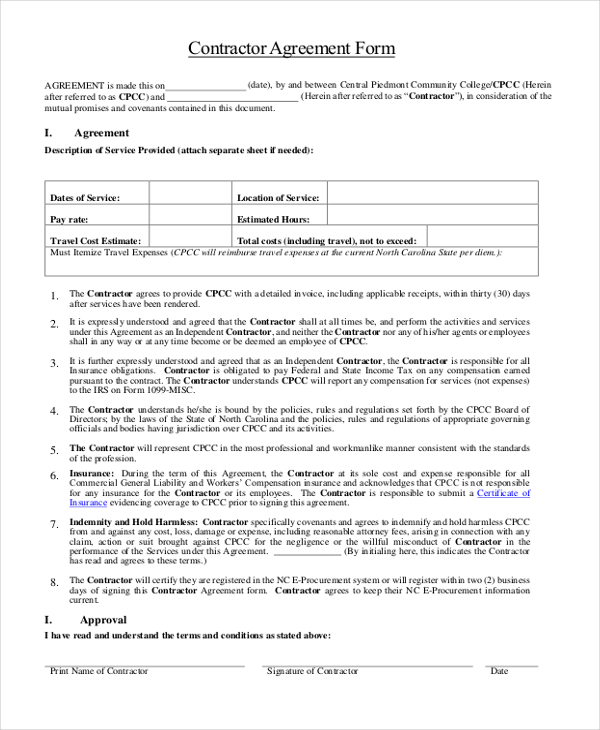 contractor agreement form1
