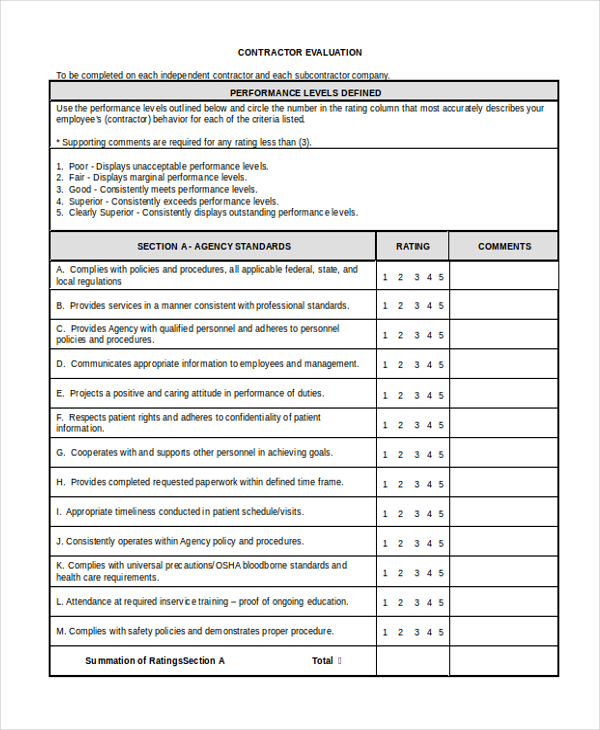FREE 11+ Sample Evaluation Forms in PDF Excel MS Word