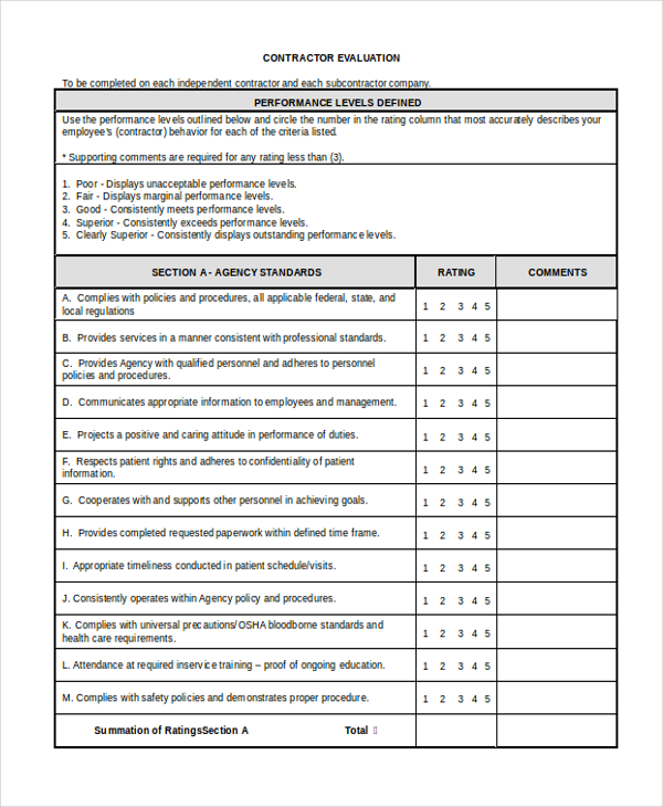 Vendor Evaluation Template