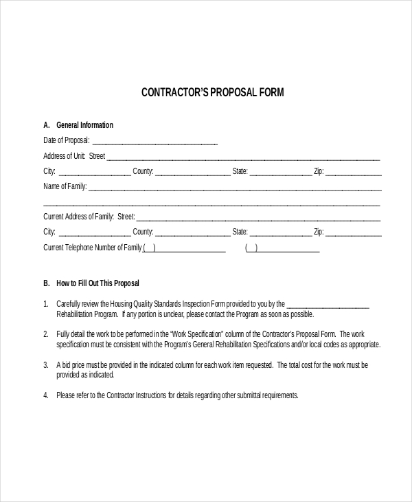 Free 21 Sample Contractor Forms In Pdf Ms Word Excel 2155