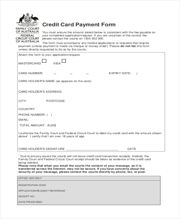 credit card payment form
