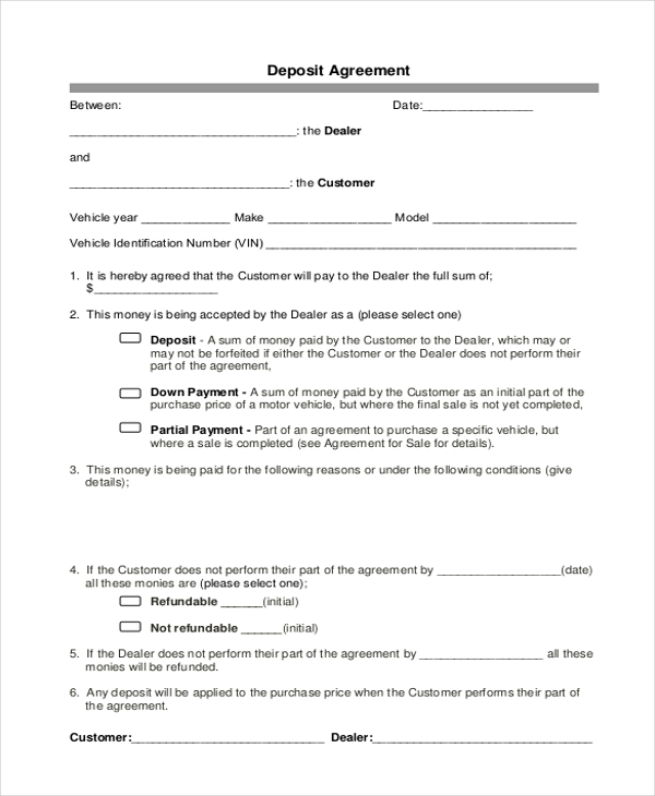 deposit agreement form1
