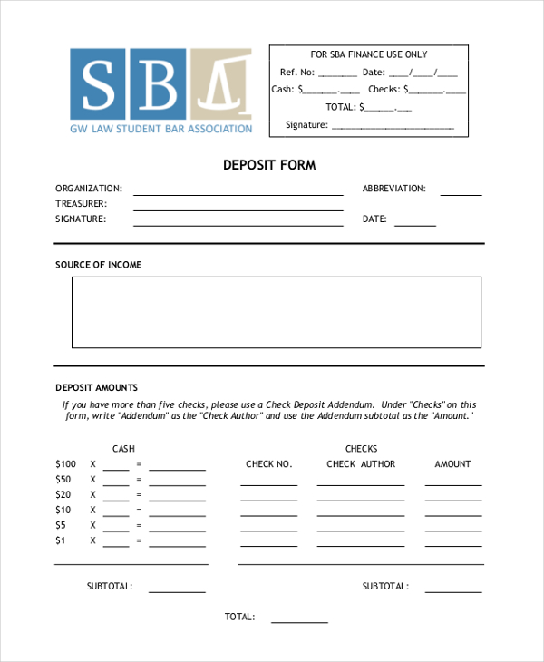 deposit check form1