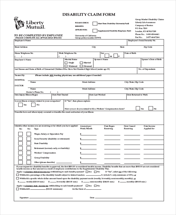 FREE 23 Sample Disability Forms In PDF Word Excel