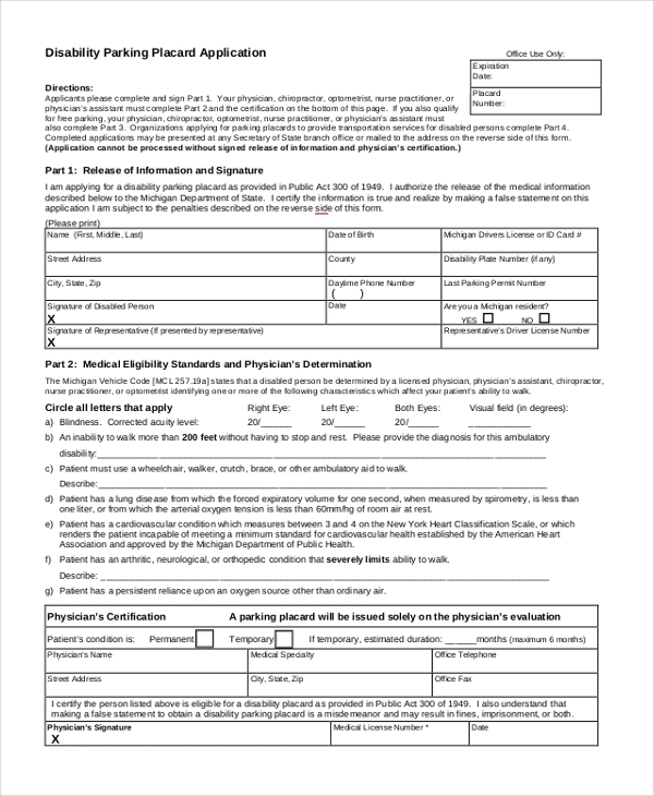 Free 23 Sample Disability Forms In Pdf Word Excel 5387