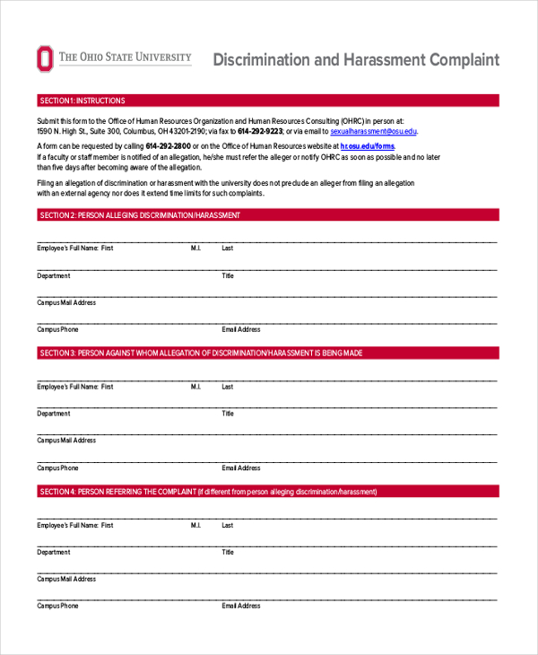 FREE 10+ Sample HR Complaint Forms in MS Word | PDF