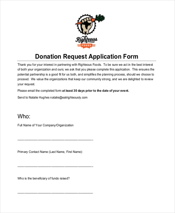 FREE 12 Sample Donation Request Forms In PDF Word Excel