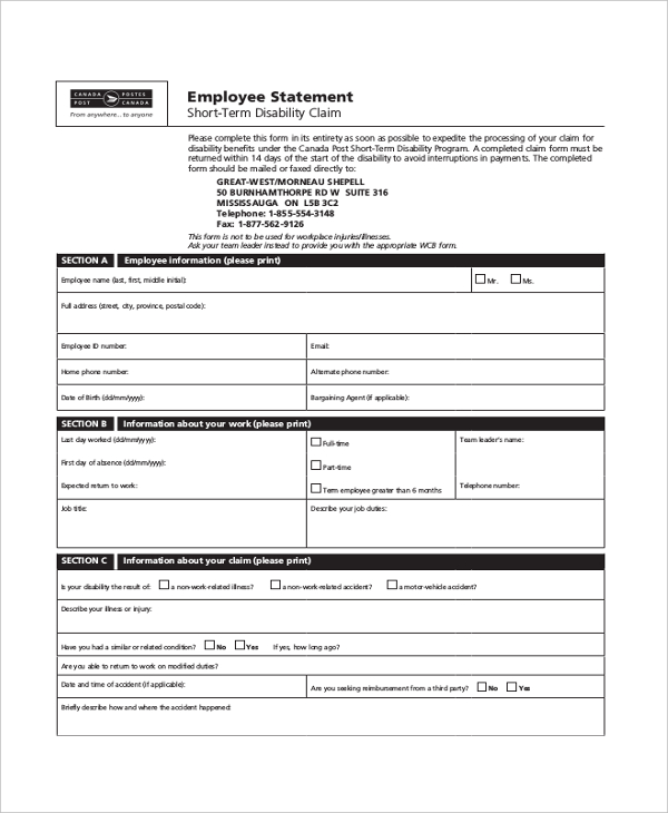 employee statement form