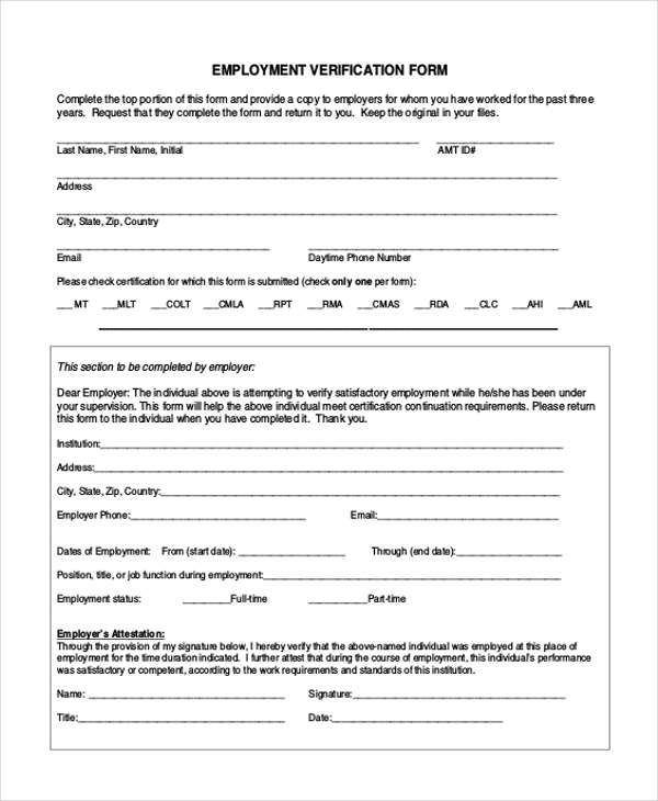 FREE 14+ Sample Employment Verification Forms in PDF | MS Word