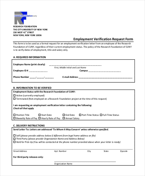 free 14 sample employment verification forms in pdf ms word