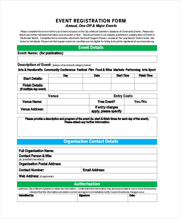 FREE 22+ Sample Event Forms in MS Word | Pages | PDF | Excel