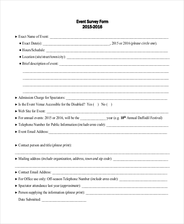 event survey form