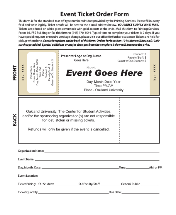 FREE 11+ Sample Event Order Forms in PDF | MS Word | Excel