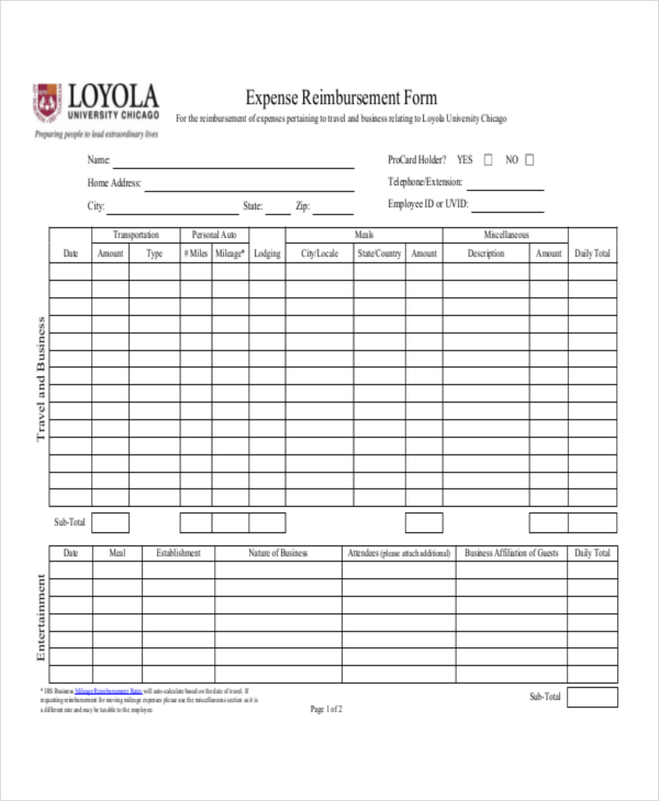 FREE 18+ Sample Reimbursement Forms in PDF MS Word Excel