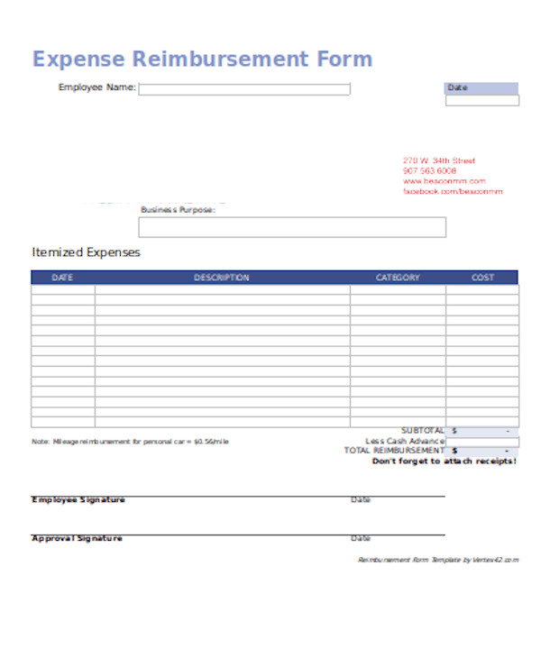 FREE 18+ Sample Reimbursement Forms in PDF | MS Word | Excel