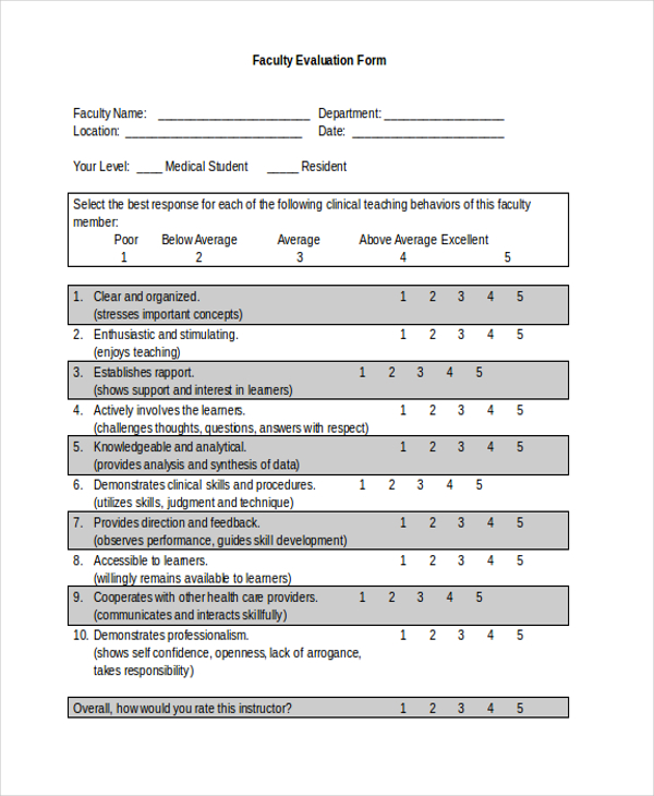 faculty evaluation form