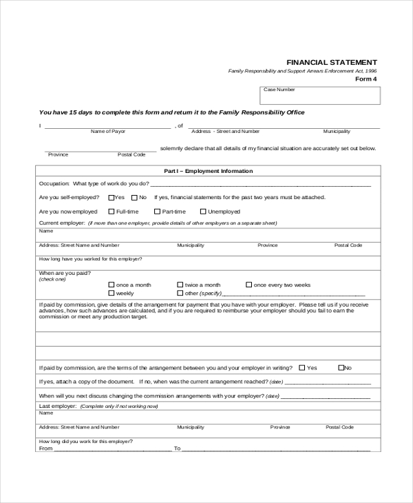financial statement form