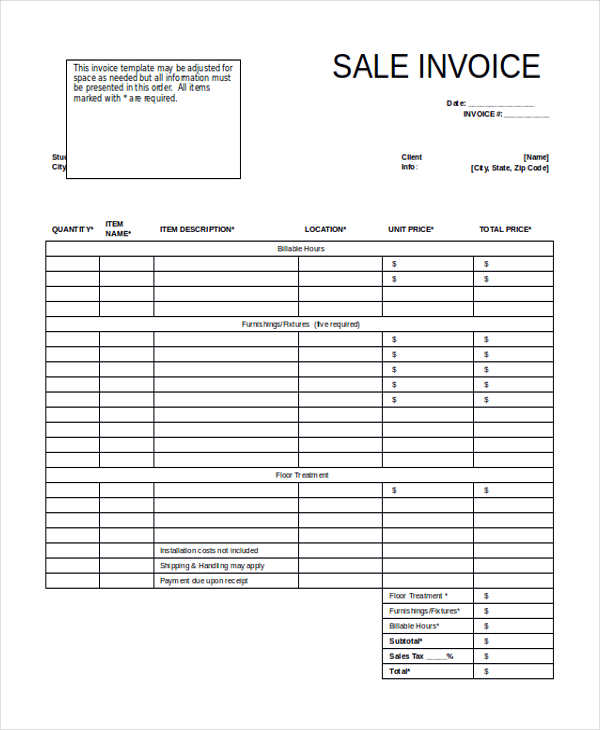 free sales invoice form