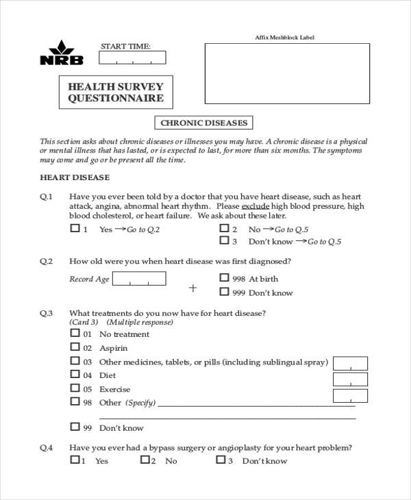 Health Survey Template