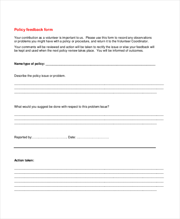 hr policy feed form