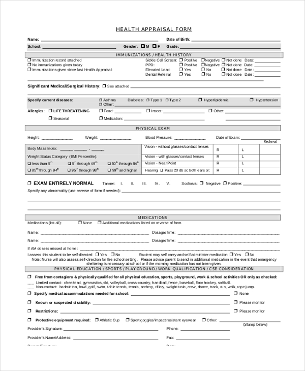 health appraisal form1