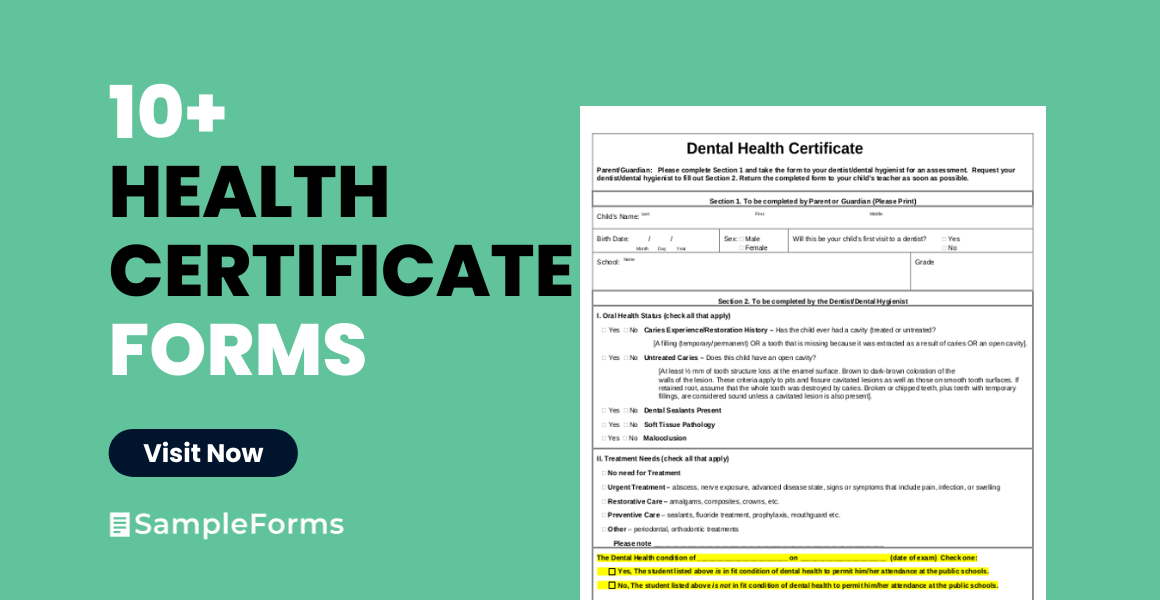health certificate form