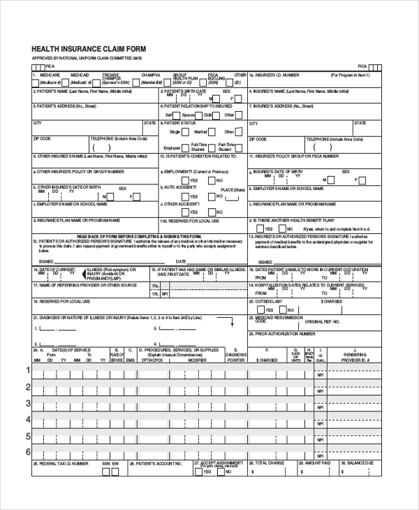 FREE 10+ Sample Health Insurance Forms in PDF | Word