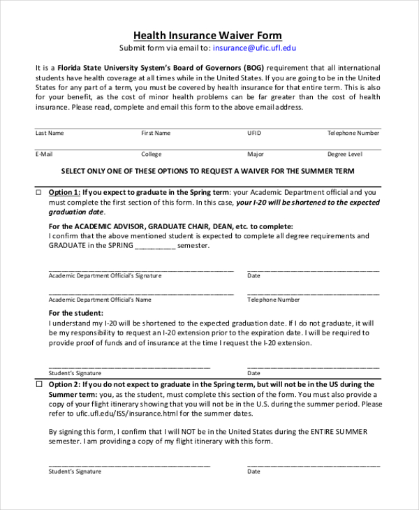 Free 10 Sample Health Insurance Forms In Pdf Word