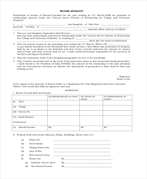 Free Printable Affidavit Form From Revenue Printable Forms Free Online