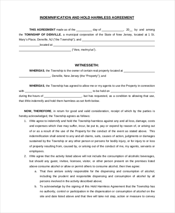 indemnification and hold harmless agreement