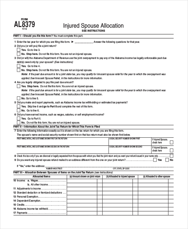 FREE 9+ Sample Injured Spouse Forms in PDF