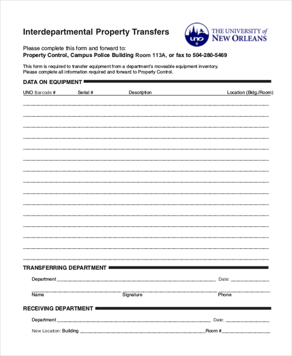FREE 10+ Sample Property Transfer Forms in PDF Word XLS