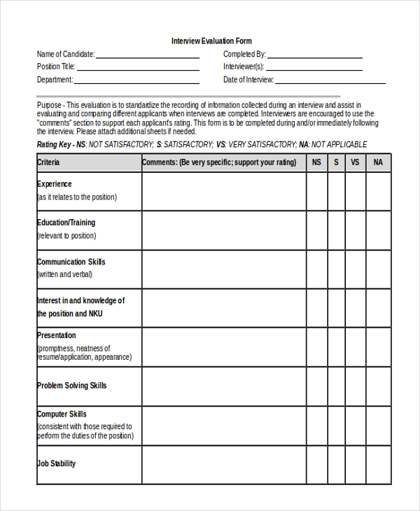 FREE 31+ Evaluation Form Samples, PDF, MS Word, Google Docs