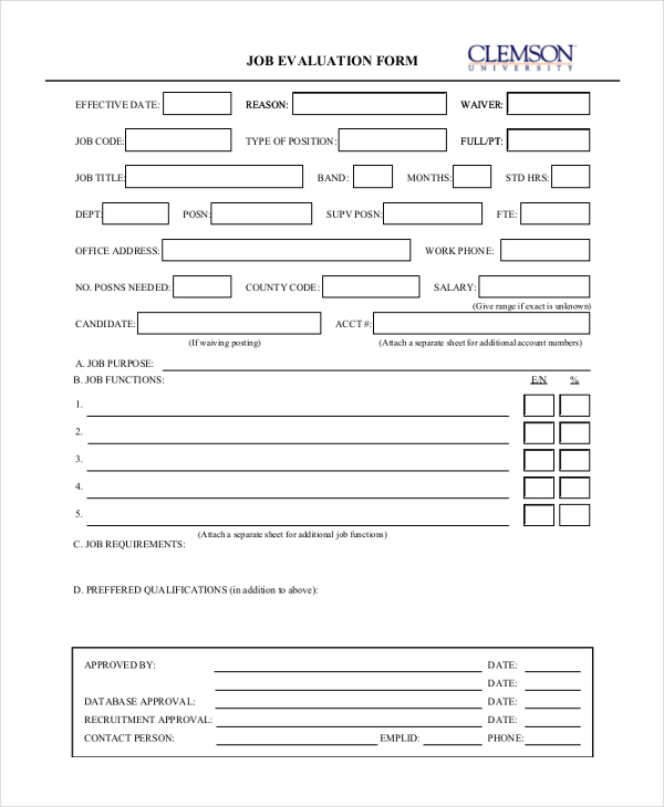 job evaluation form