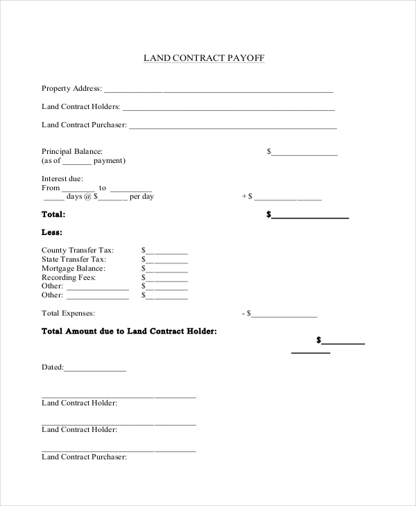 FREE 8+ Sample Land Contract Forms in PDF MS Word