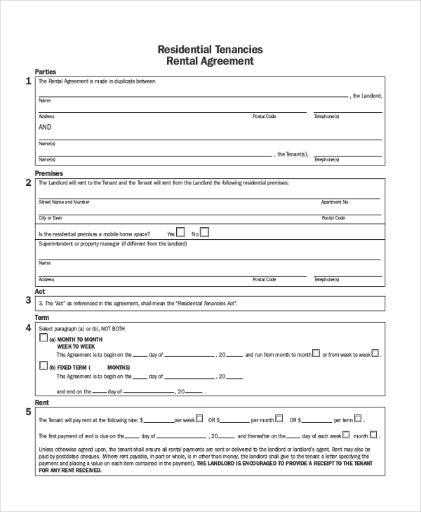 landlord lease agreement form