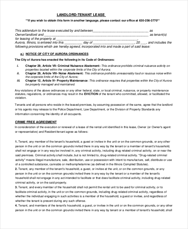 landlord lease form
